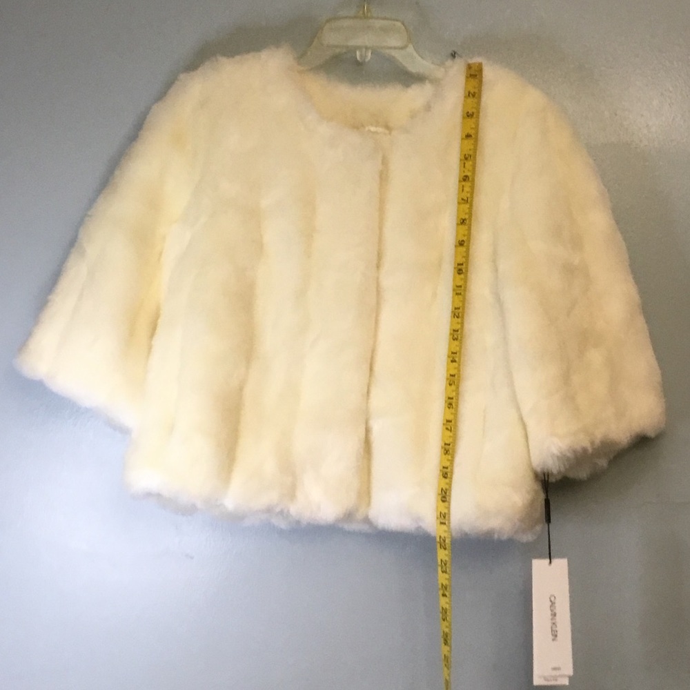 Off white Calvin Klein faux fur jacket size Sm - Picture 16 of 16